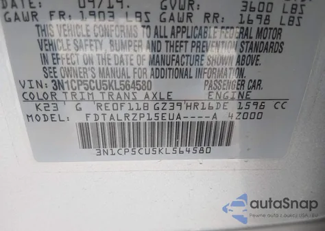 2019 Nissan Kicks S from USA, damaged, VIN 3N1CP5CU5KL564580